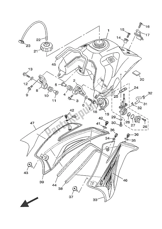 Todas las partes para Depósito De Combustible de Yamaha TT R 125 LWE 2016