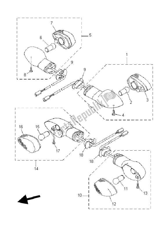 All parts for the Flasher Light of the Yamaha MT 01 5 YU3 1670 2006