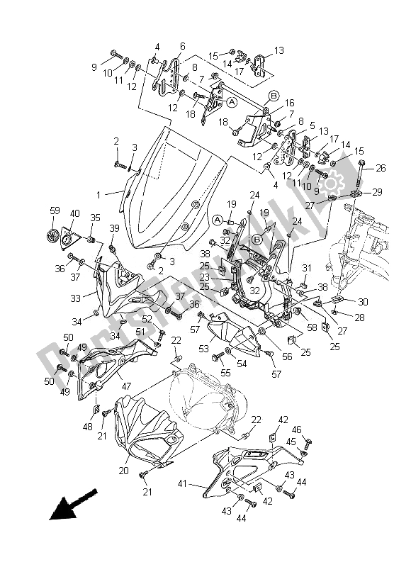 All parts for the Windshield of the Yamaha XT 1200Z 2014