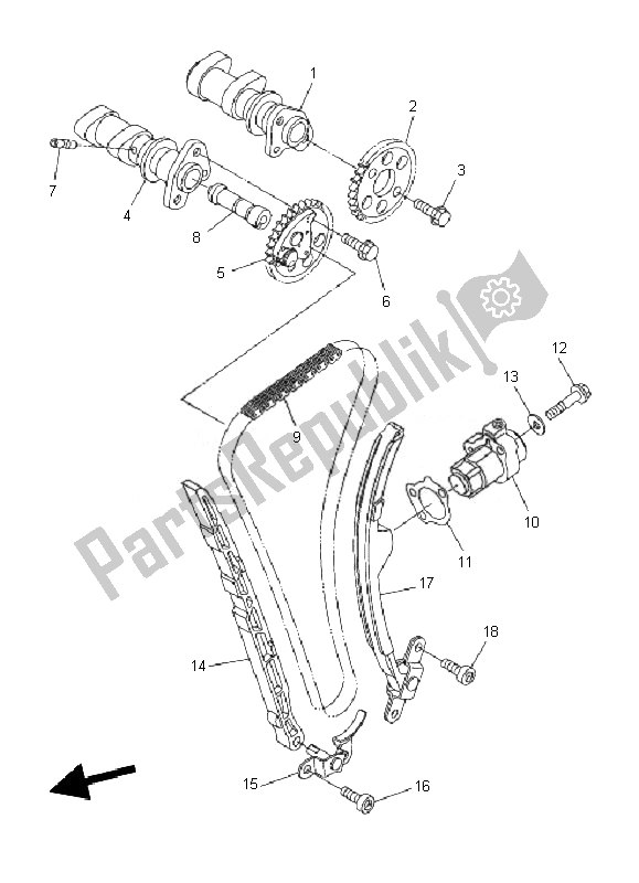 Todas las partes para árbol De Levas Y Cadena de Yamaha WR 250R 2010