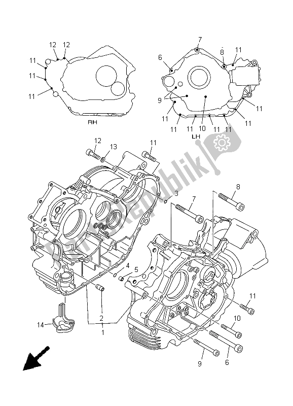 All parts for the Crankcase of the Yamaha XVS 1100A Dragstar Classic 2005