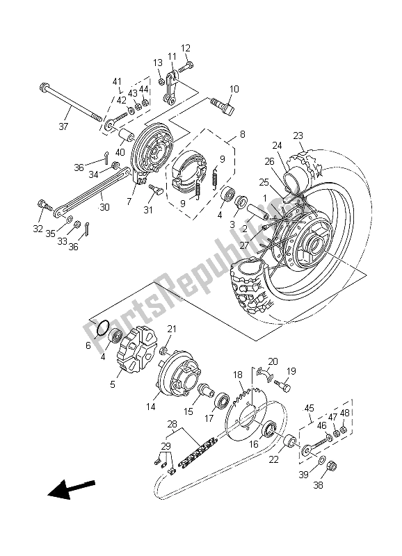 Todas as partes de Roda Traseira do Yamaha TT R 90 2006