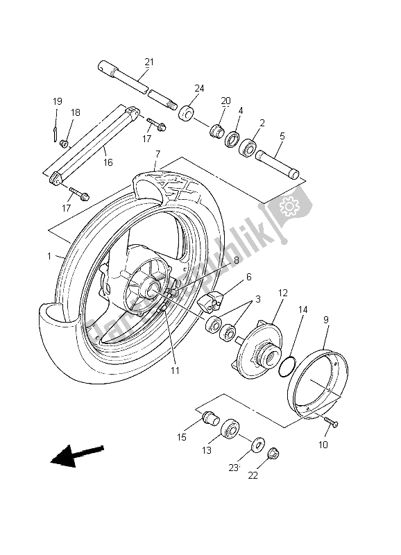 Alle onderdelen voor de Achterwiel van de Yamaha XJ 900S Diversion 2002