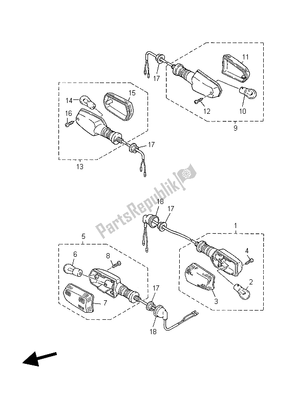 Toutes les pièces pour le Lumière Clignotante du Yamaha XJR 1300 2006