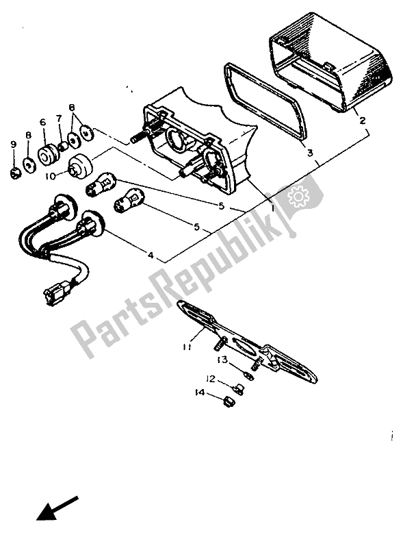 Toutes les pièces pour le Feu Arrière du Yamaha FZR 750 RW 1989