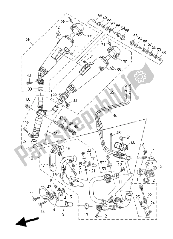 Tutte le parti per il Scarico del Yamaha MT 01S 1670 2009