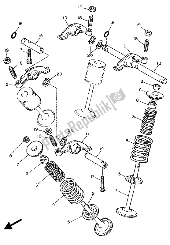 Wszystkie części do Zawór Yamaha XT 600 1989