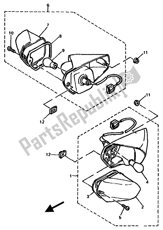 Tutte le parti per il Luce Lampeggiante del Yamaha GTS 1000A 1994