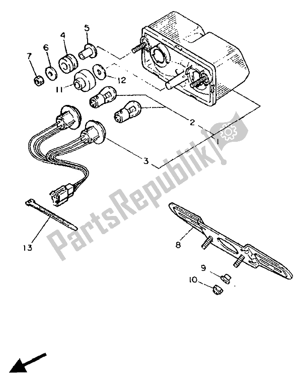 All parts for the Taillight of the Yamaha FZR 1000 1991