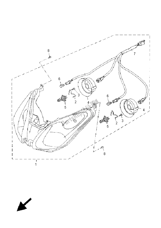 All parts for the Headlight of the Yamaha YP 125R X MAX 2006