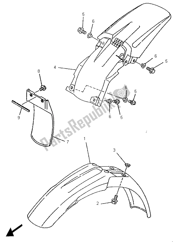 All parts for the Fender of the Yamaha YZ 80 LW 1995