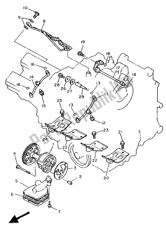 All parts for the Oil Pump of the Yamaha FZR 1000 1991