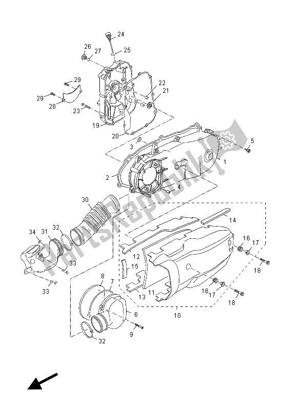 Tutte le parti per il Coperchio Del Carter 1 del Yamaha YP 125R X MAX Sport 2012