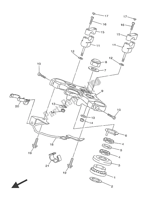 Alle onderdelen voor de Sturen van de Yamaha XJ6 SA 600 2016