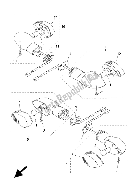 All parts for the Flasher Light of the Yamaha FZ1 NA Fazer 1000 2008