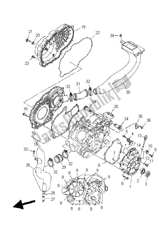 All parts for the Crankcase Cover 1 of the Yamaha YFM 350F Grizzly 2X4 2007