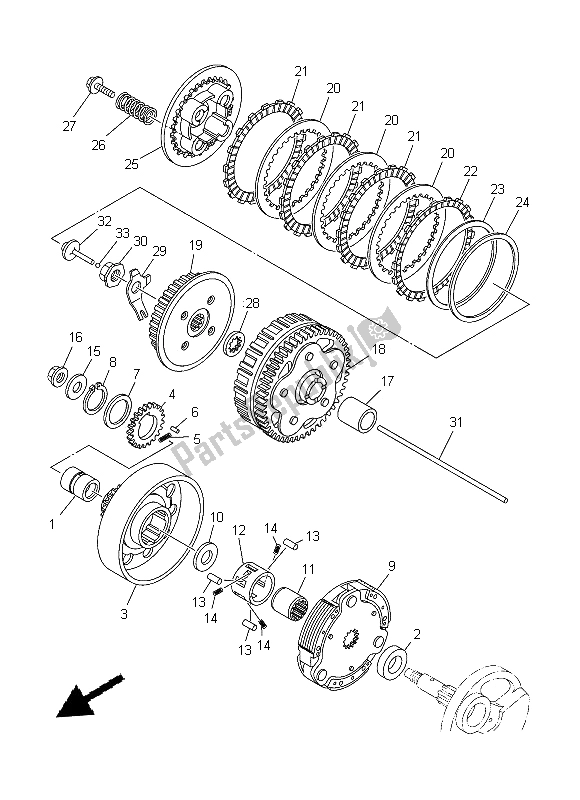 All parts for the Clutch of the Yamaha T 135 FI Crypton X 2014