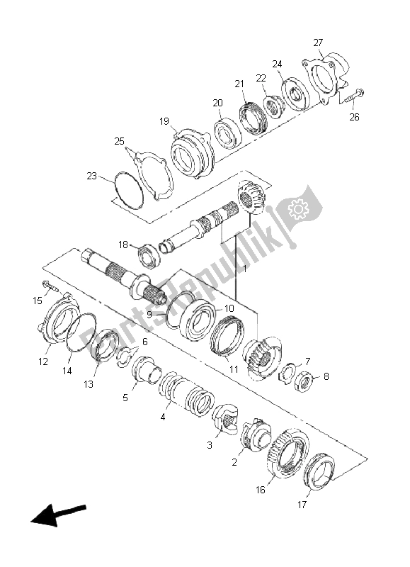 All parts for the Middle Drive Gear of the Yamaha FJR 1300A 2009