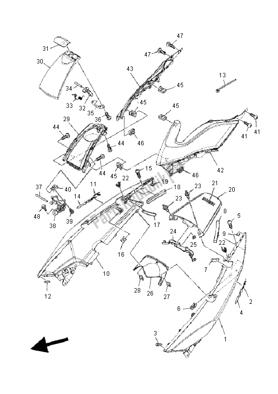 Tutte le parti per il Coperchio Laterale del Yamaha XP 500 T MAX 2010