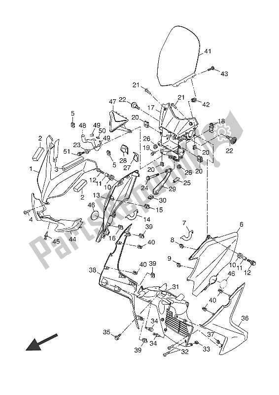 Tutte le parti per il Parabrezza del Yamaha YP 250R 2016