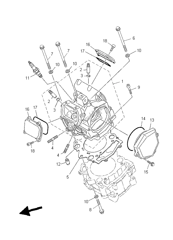 All parts for the Cylinder Head of the Yamaha XT 660R 2004