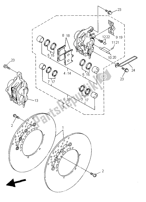 Toutes les pièces pour le étrier De Frein Avant du Yamaha YZF 600R Thundercat 2002