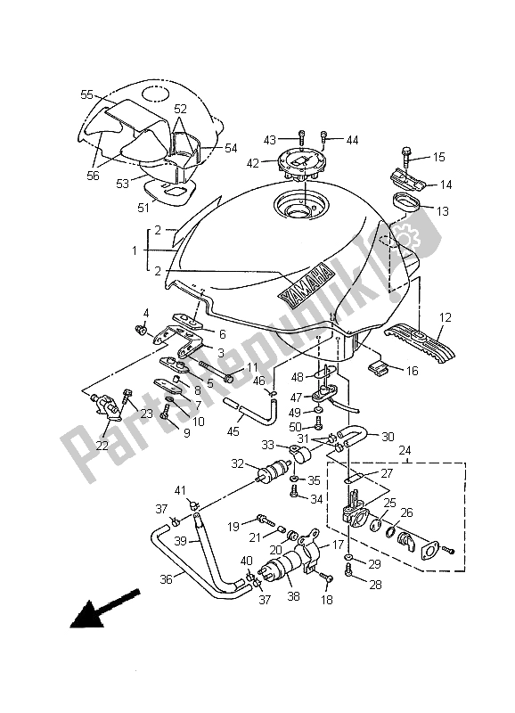 Toutes les pièces pour le Réservoir D'essence du Yamaha YZF 600R Thundercat 2000