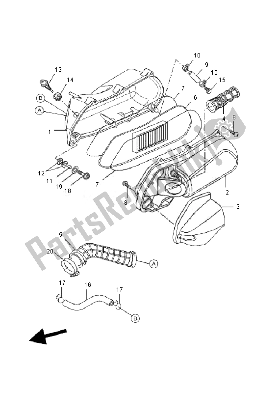 Alle onderdelen voor de Inname van de Yamaha VP 125 X City 2010