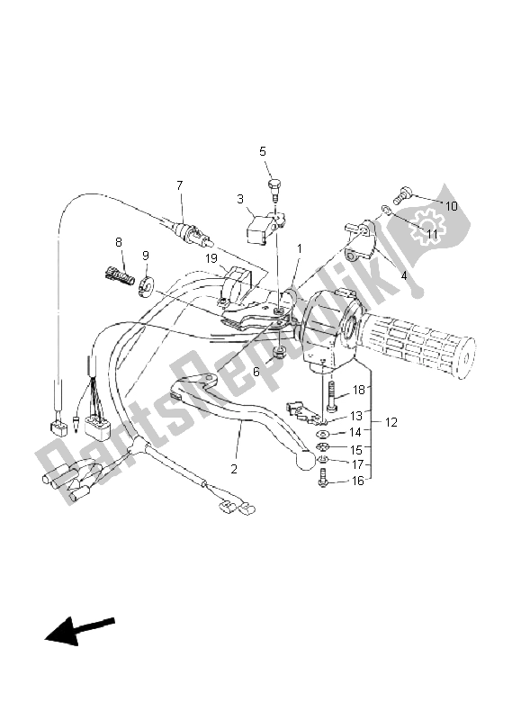 All parts for the Handle Switch & Lever of the Yamaha YFM 350 FA Bruin 4X4 2004