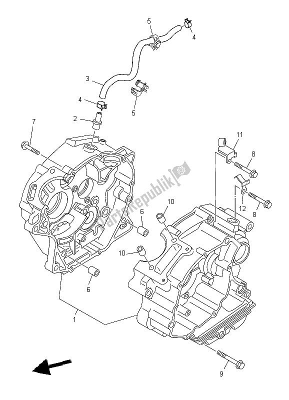 All parts for the Crankcase of the Yamaha TT R 125 SW LW 2009