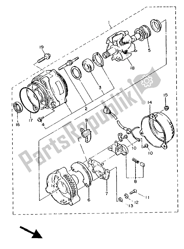 Todas as partes de Gerador do Yamaha FZR 1000 1991