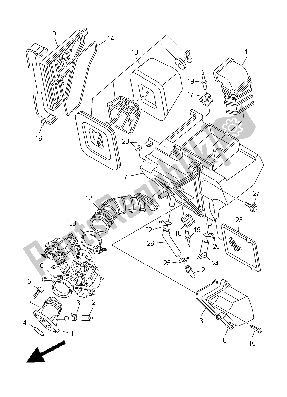 All parts for the Intake of the Yamaha TT R 125E SW LW 2012