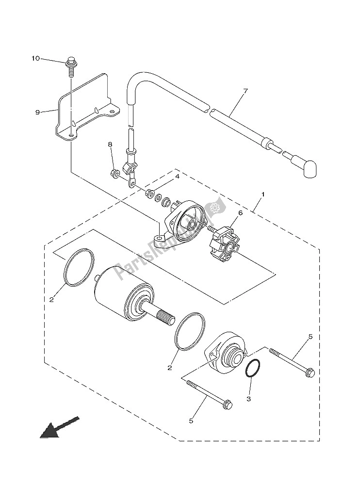 All parts for the Starting Motor of the Yamaha YFM 450 Fwad IRS Grizzly 4X4 2016