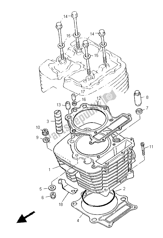 All parts for the Cylinder of the Yamaha XT 600E 1997