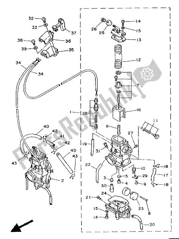 Alle onderdelen voor de Carburator van de Yamaha TZR 250 1988