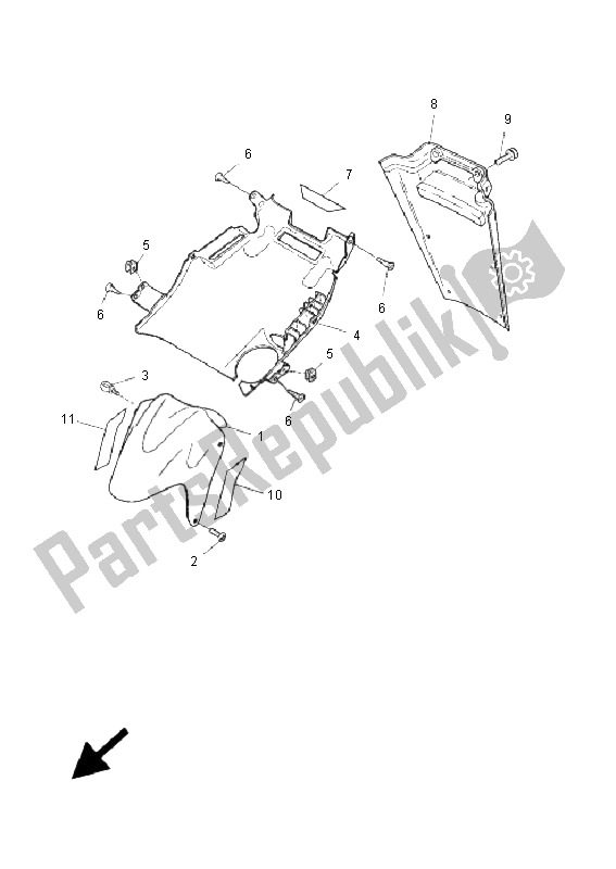 All parts for the Front Fender of the Yamaha YQ 50R Aerox 2005