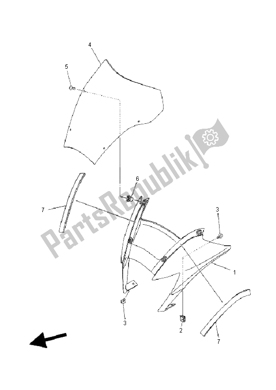 All parts for the Cowling 1 of the Yamaha XT 660R 2008