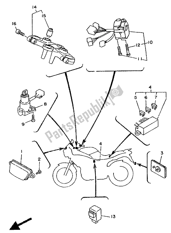 All parts for the Alternate (electrical) (for Oc) of the Yamaha TDM 850 1994