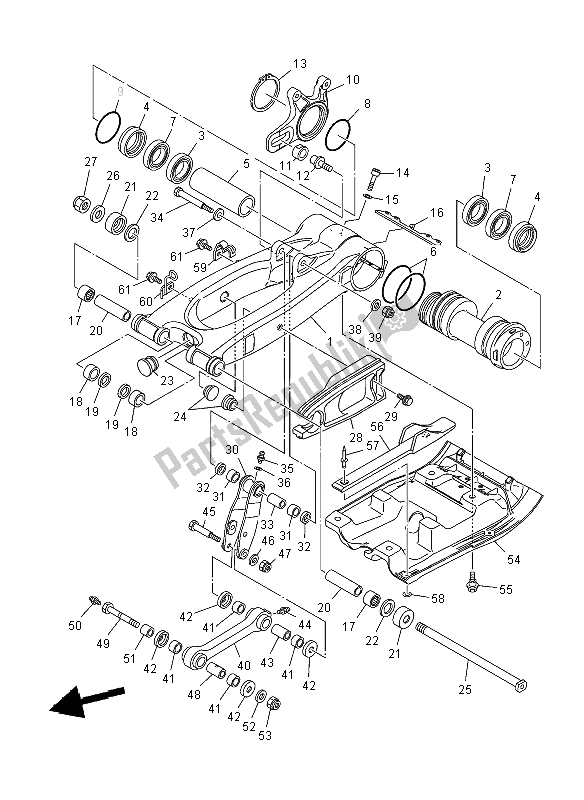 All parts for the Rear Arm of the Yamaha YFM 700R 2012