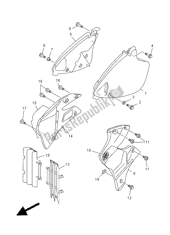 All parts for the Side Cover of the Yamaha YZ 250 2000