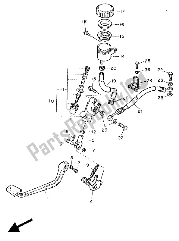 Todas las partes para Cilindro Maestro Trasero de Yamaha FJ 1200 1991