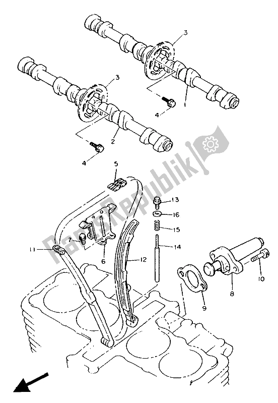 Toutes les pièces pour le Arbre à Cames Et Chaîne du Yamaha FJ 1200 1990