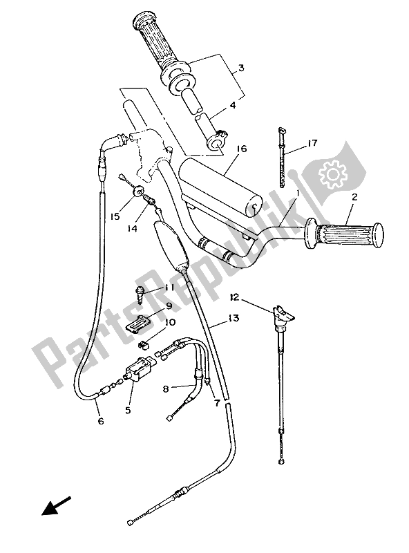 All parts for the Steering Handle & Cable of the Yamaha PW 80 1986