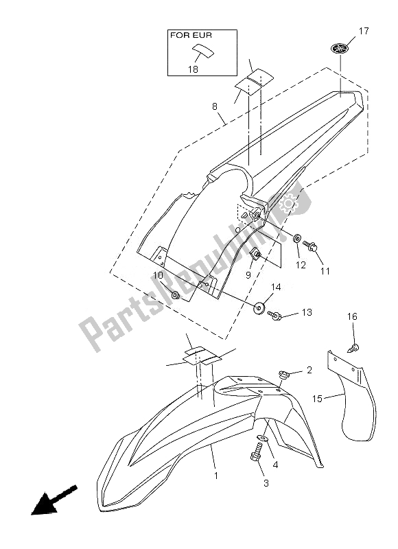 All parts for the Fender of the Yamaha YZ 250F 2013