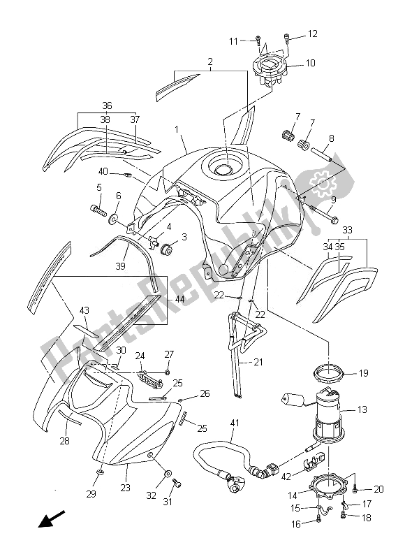 Todas las partes para Depósito De Combustible de Yamaha FZ8 SA 800 2013