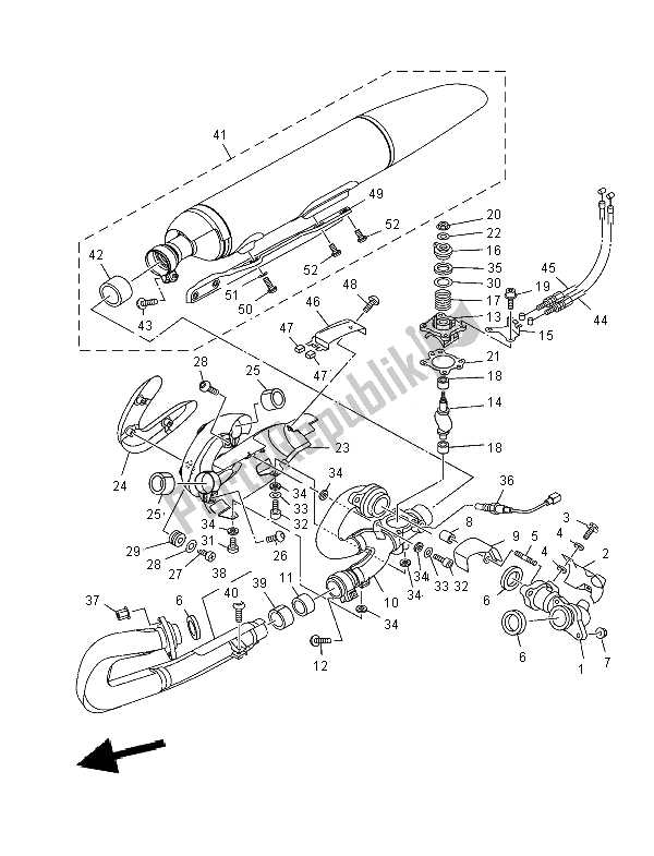 All parts for the Exhaust of the Yamaha XV 1900A Midnight Star 2007