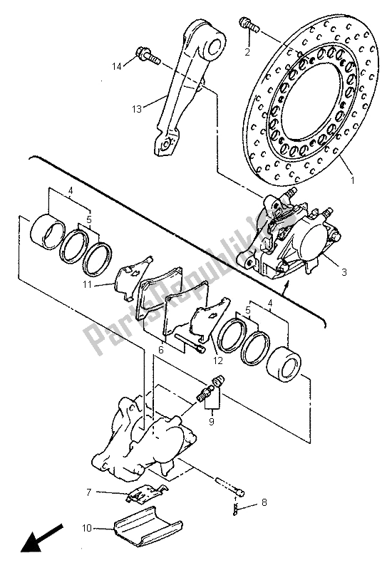 Tutte le parti per il Pinza Freno Posteriore del Yamaha YZF 750 SP 1995