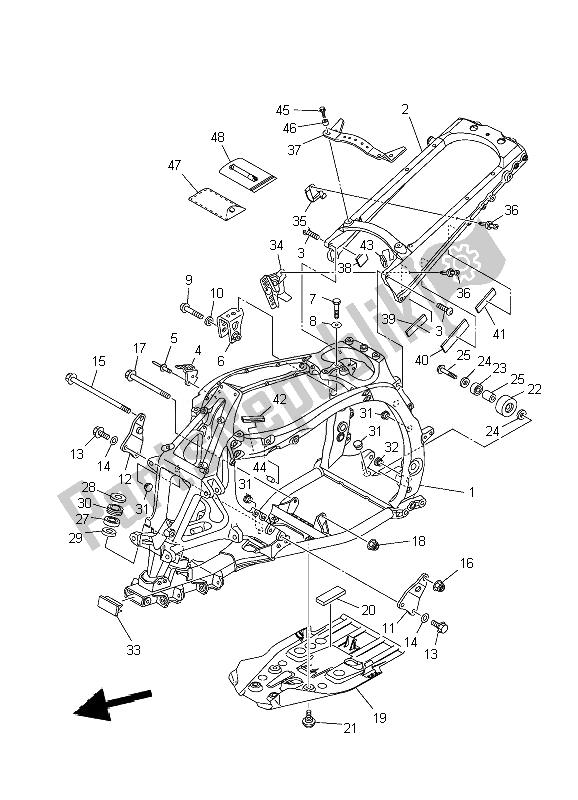 All parts for the Frame of the Yamaha YFZ 450R SE 2010