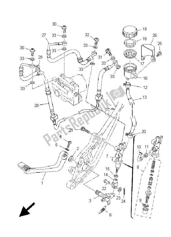 Todas las partes para Cilindro Maestro Trasero de Yamaha TDM 900A 2005