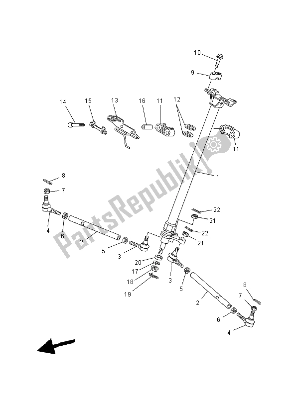 All parts for the Steering of the Yamaha YFM 350R 2012